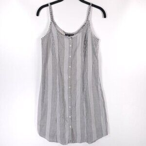 PERUVIAN CONNECTION Kenda Blue Stripe Cotton Button Down‎ Shirt Dress Size 2